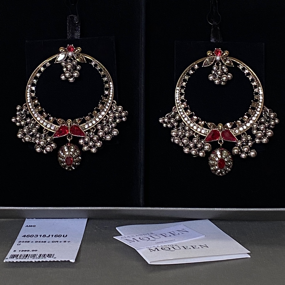 Alexander McQueen Gold Plated Swarovski Runway Earrings - Picture 9 of 15